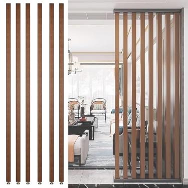 Imagem de Divisória de parede divisória de sala do chão ao teto ripas de madeira - Divisória de poste de parede moderna independente para entrada restaurante escritório decoração coluna - 70 a 230 cm de altura