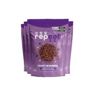 Imagem de Repeat Foods, Kit 4 Crispy Chocolate Quinoa Caramelo Flor Sal Repeat 50G