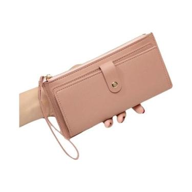 Imagem de Carteira Feminina Ultrafina De Couro PU, Porta-Moedas E Cartões Multif