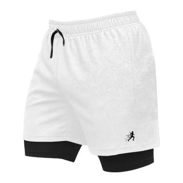Imagem de Short Masculino 2 em 1 de Treino Estampado Corrida Abertura Lateral-Masculino