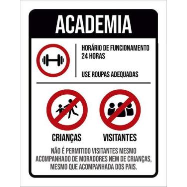 Imagem de Kit 10 Placa Acm Academia Horário Funcionamento Roupas 18X23 - Sinaliz