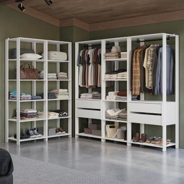Imagem de Guarda-roupa Closet Modulado 4 Gavetas 317 Cm Valencia Madesa Branco