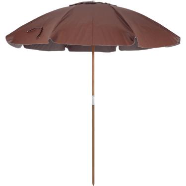 Imagem de Guarda Sol 2,40 Metros Marrom em Bagum Caiobá Alumínio com Vareta de Fibra Bel