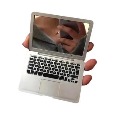Imagem de Espelho Portátil Dobrável Mini Computador Portátil Design Apple Espelh