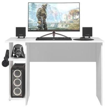 Imagem de Escrivaninha 2 Nichos Mesa Gamer 75 x 114 x 54cm em MDP QMovi -, Branc