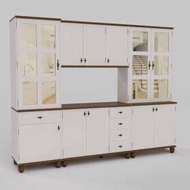 Imagem de Cozinha Compacta Retrô 4 peças Off White/Nogueira Modelo 005