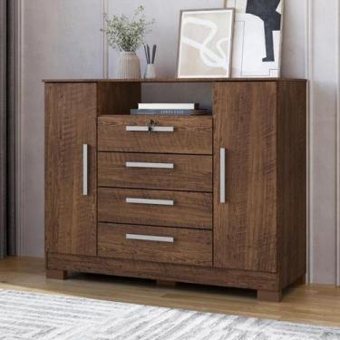 Imagem de Comoda 4 Gavetas 2 Portas com Chave e Nicho Funcional - Clique Chique 