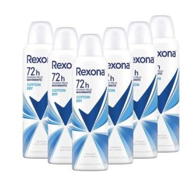 Imagem de Kit 6 Desodorantes Rexona Motionsense Antitranspirante Aerossol Cotton