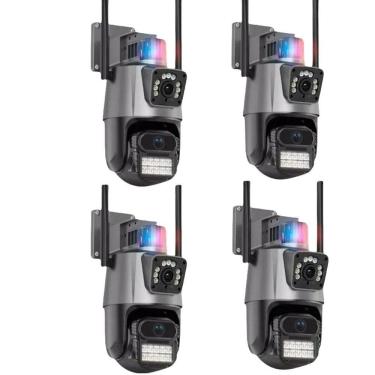 Imagem de Kit Câmera de Segurança Wi-Fi P11 IP 4K 8MP com Sirene Policial para Ambiente Interno Externo Cinza