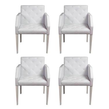 Imagem de Kit 4 Poltronas Nina Costura Capitone Couro Sintético Branco Rud House