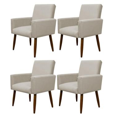 Imagem de Kit 4 Poltronas Nina Suede Bege Herrero