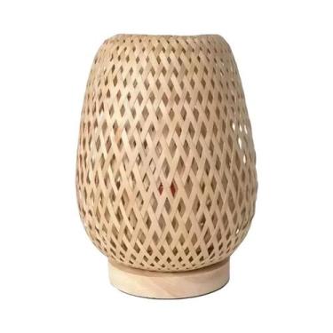 Imagem de Luminária De Mesa De Estudo Em Bambu Trançado, Decoração Quente Para O