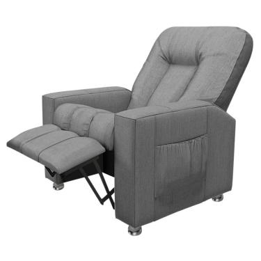 Imagem de Poltrona Do Papai Reclinável Romeo F05 Linho Encosto E Assento Reclináveis Cinza Lyam Decor