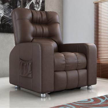 Imagem de Poltrona Reclinável Hull Couro Sintético Espuma D23 Marrom CasaH