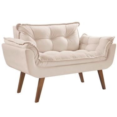 Imagem de Poltrona Namoradeira Opalla 2 Lugares Suede Assento Pillow Bege D Salla
