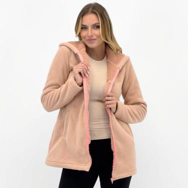 Imagem de Casaco Rosa Bella Médio em Soft com Capuz Feminino-Feminino