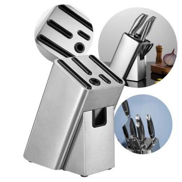 Imagem de Suporte Organizador para Facas Cepo Inox Com 6 Compartimentos - B-MAX
