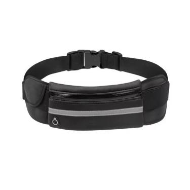 Imagem de Pochete Esportiva Corrida Slim Porta Garrafa de Água e Celular Impermeável com Faixa Refletiva Preto OEM