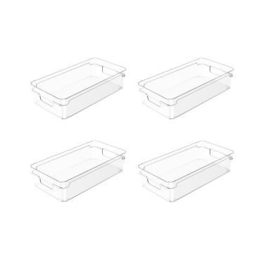 Imagem de Kit 4 Organizadores de Armário Clear para Organização Empilhável em Poliestireno com Al...
