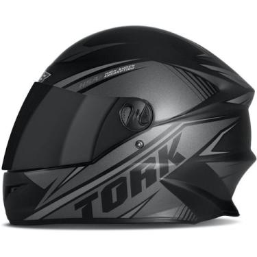 Imagem de Capacete Moto Fechado R8 Pro Tork Lançamento Grafite Viseira Fumê Tama