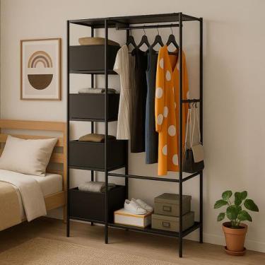 Imagem de Guarda Roupa Metal Closet Aberto com Prateleiras - DOLCE HOME