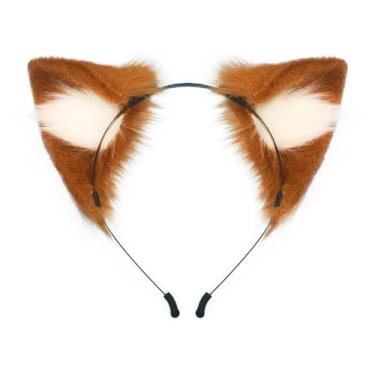 Imagem de Bandana QinRuan Cat Fox, pele sintética, orelhas, Halloween, cosplay