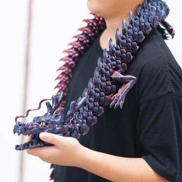 Imagem de Dragão de brinquedo impresso em 3D XXL 120 cm com garras e boca móveis