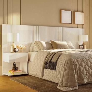 Imagem de Cabeceira Extensiva Casal Queen King com Mesa Lateral Gaveta Flora Luk