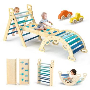 Imagem de Conjunto de escalada BlueWood Pikler Triangle 7 em 1 para crianças