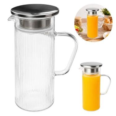 Imagem de Jarra Vidro Canelado 1,3L Com Tampa Mesa Posta Luxo - New Goods