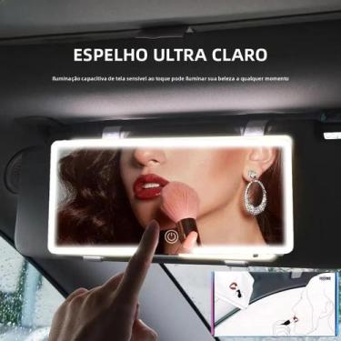 Imagem de Espelho De Maquiagem LED Recarregável E Regulável Para Carro Com Tela 