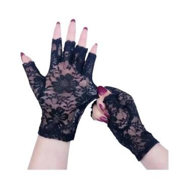 Imagem de Luvas Curtas De Renda Sem Dedos Para Mulheres, Proteção Solar, Decoraç