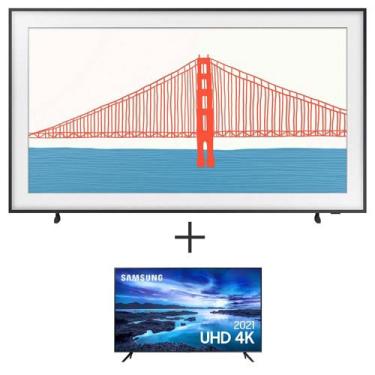 Imagem de Smart TV Samsung qled 4K 55, Slim Frame, - 55LS03AA + Samsung Smart TV uhd 4K 43 Processador Crystal 4K, - 43AU7700