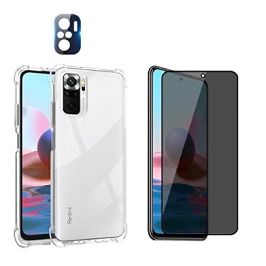 Imagem de Kit Capa Anti Impacto e Película De Vidro Privacidade + Película da Câmera Para Xiaomi Redmi Note 10 e Note 10S