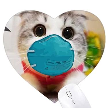 Imagem de Mousepad adorável pequeno adorável cabeça de gato doce coração tapete de borracha para escritório