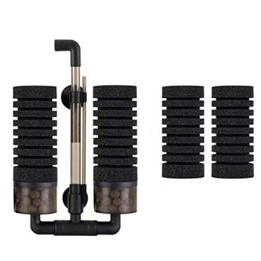 Imagem de Filtro duplo de esponja de aquário Hygger, vem com 2 esponjas sobressalentes, 1 saco de bolas de cerâmica Bio, filtro silencioso de espuma submersível para água doce e tanque de peixes de água salgadahygger Dual M (15-55 gallon)