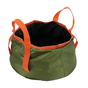 Imagem de recipiente de armazenamento de ¨¢gua de acampamento,Balde dobr¨¢vel com al?a, bacia dobr¨¢vel port¨¢til para acampamento viagens caminhadas pesca passeios de barco jardinagem(ArmyGreen), Balde dobr¡§