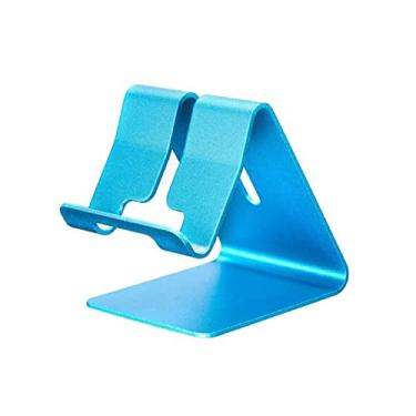 Imagem de 1 peça Suporte de telefone de mesa dourado de luxo Suporte de cartão de visita de alumínio Rack de telefone Material de escritório Suporte de exibição de mesa Acessórios de mesa (azul)