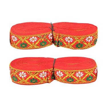 Imagem de Tecido de renda, renda bordada portátil multiuso para cartões, costura para embalagem de presente, design de joias (vermelho)