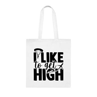 Imagem de Like To Get High Tote Bag, Funny Tote Gift, Shoulder Bag Reutilizável, Cesta de Natal de Aniversário, Branco