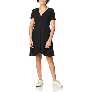 Imagem de Star Vixen Women's Short-Sleeve Ballerina Wrap Dress, Black Solid, Small