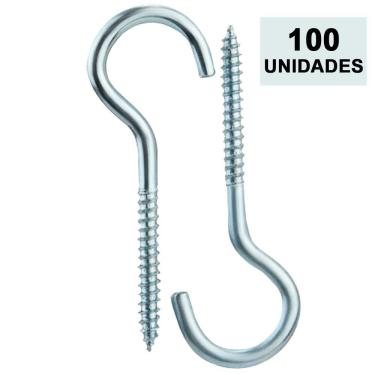 Imagem de 100 Gancho com Rosca para Bucha 8mm Alvenaria Concreto - Starfer