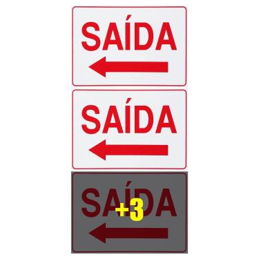 Imagem de Combo 6 Placas De Sinalização Saída Com Seta Para Esquerda 30x20 Acesso - S-212 F9e
