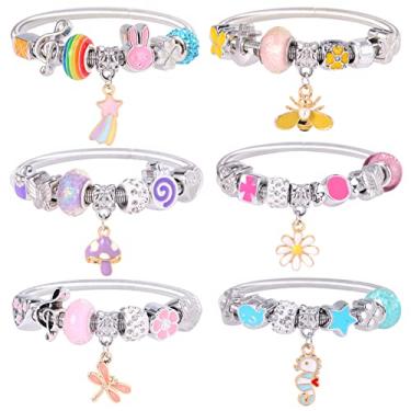 Imagem de PinkSheep Pulseiras para crianças, 6 peças, pulseiras de amizade para meninas, lembrancinhas de festa, Acrílico