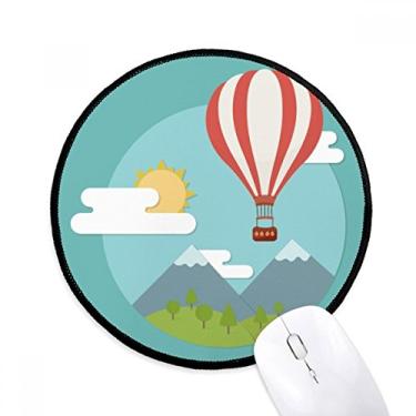 Imagem de DIYthinker Balão de ar quente sol nuvem padrão mouse pad desktop escritório tapete redondo para computador
