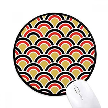 Imagem de DIYthinker Tapete de mouse quadrado vermelho dourado preto padrão desktop escritório tapete redondo para computador
