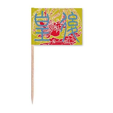 Imagem de China Antiga Imperatriz Fênix Padrão Palito Bandeiras Marcador Topper Decoração de Festa
