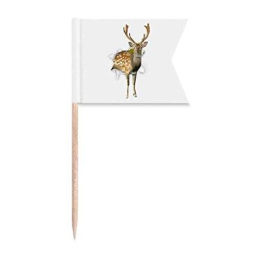 Imagem de Animal Paper Quebras Impacto Cervo Bandeiras de Palito de Dente Marcação para Bolo Festa Prato de Queijo