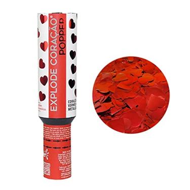 Imagem de Lança Confete Granada Explode Coração Vermelho Metalizado - 30cm