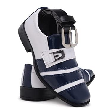 Imagem de Sapato Social Infantil + Cinto em Couro Confortável (Azul/Branco, br_footwear_size_system, big_kid, numeric, numeric_37)